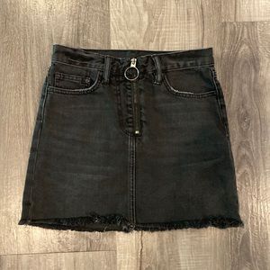 All Saints Jasper Denim Zip High Waisted Skirt Distressed Black